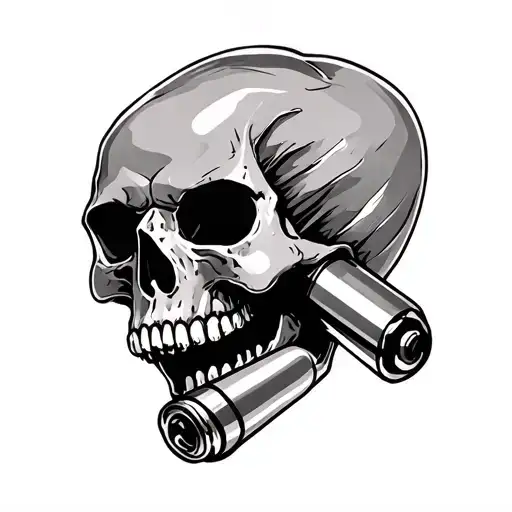Death Skull Biting A Bullet Casing