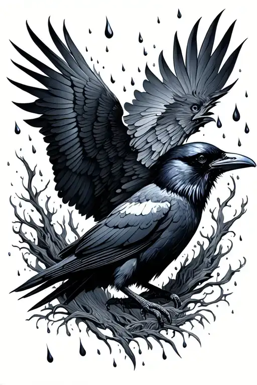 Raven Surrounded My Rain Falling