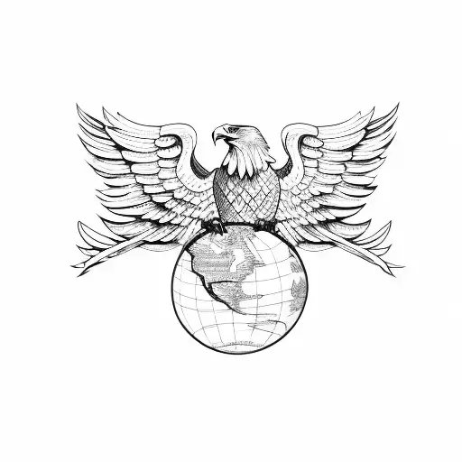 Eagle Holding Globe With Its Claws