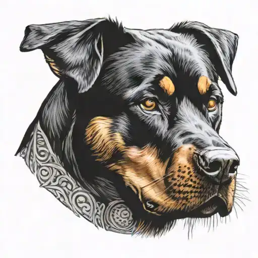 Rottweiler With Buddha's Third Eye On Its Forehead