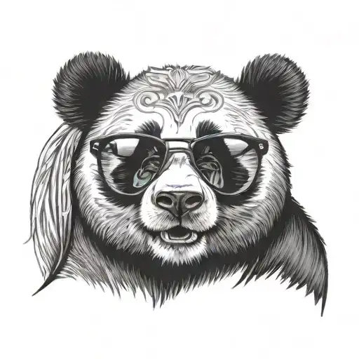 Female Rock Star Panda Bear Wearing Sunglasses