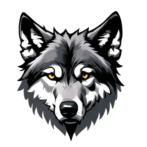 Wolf Head With 2 Skies On Background