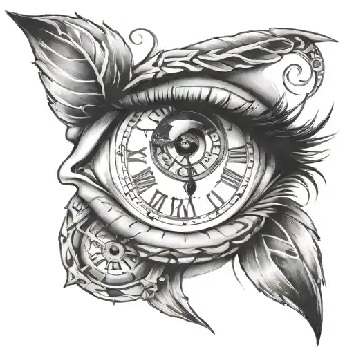 An Eye Intertwined With A Clock With Roman Numerals