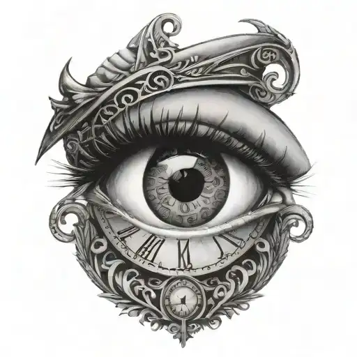 An Eye With Tear Drop Falling Intertwined With Roman Numerals Clock