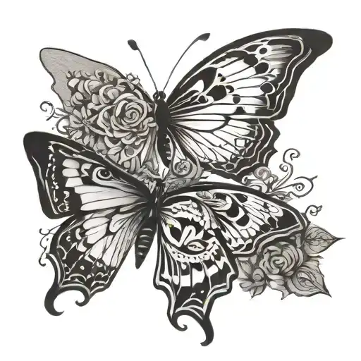 Half Moth And Half Butterfly Silhouette Intertwined