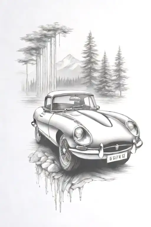 E Type Car Mountian Background