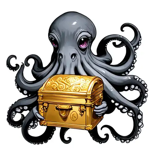 Octopus Holding Gold Chest
