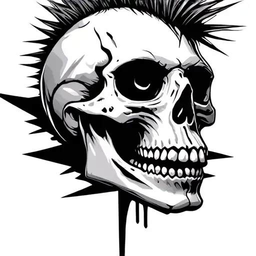 Punk Rock Skull With Mohawk Hairstyle