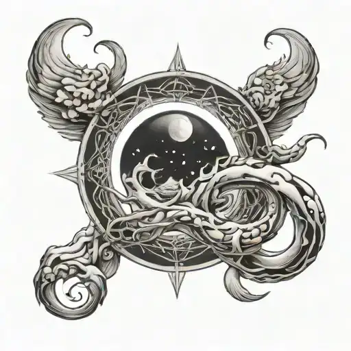 Cancer Zodiac Sign With Moon Merging Together