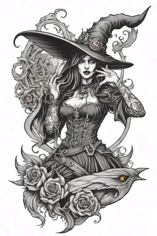 Gothic Witch With Back Ground