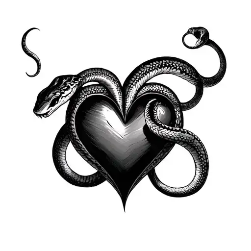 Snake Coiling Around A Heart Symbolizing Love