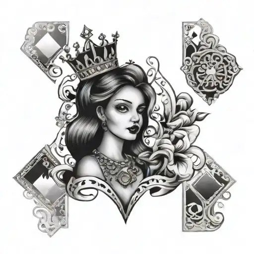 Queen Of Diamonds Card Girly Dark