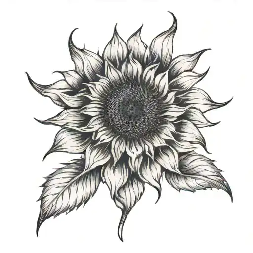 Sunflower With Eternal Love Viking Rune In The Middle