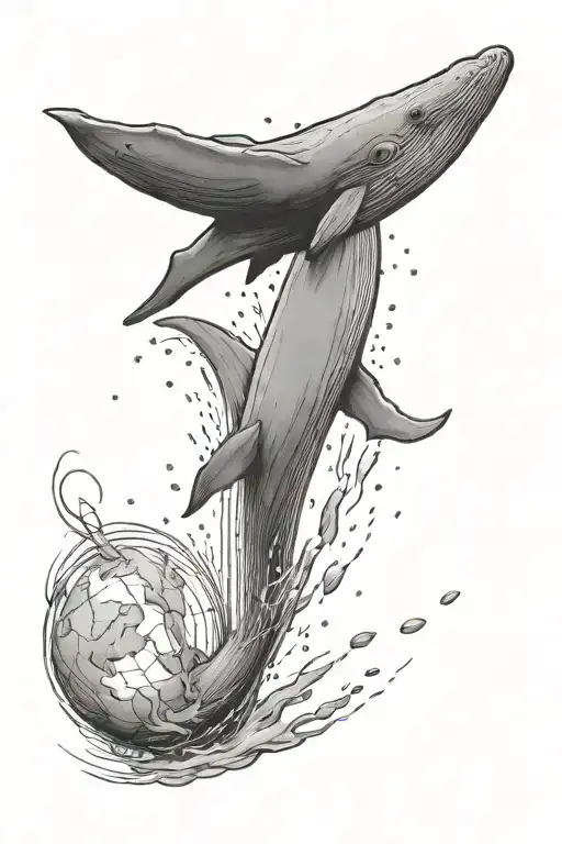 Sperm Whale Falling Miles Above The Surface Of An Alien Planet