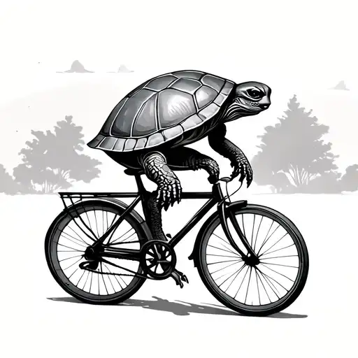 Painted Turtle Riding A Bicycle