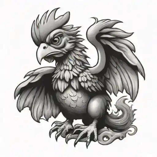 Cute Chicken Riding A Dragon