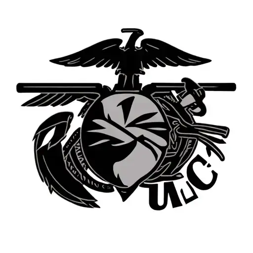 Silhouette Blacked-out Marine Corps Ega Symbol With Usmc Written Below It