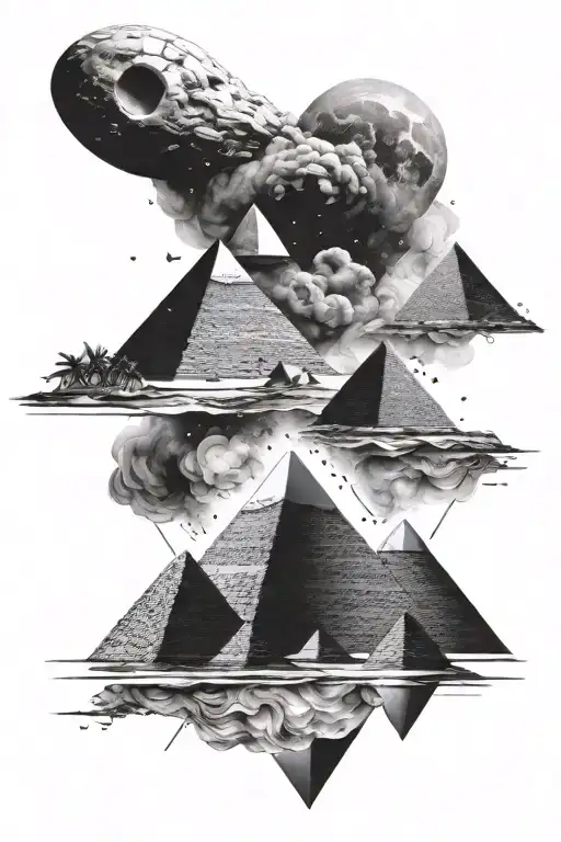 Pyramids With Nebula Background