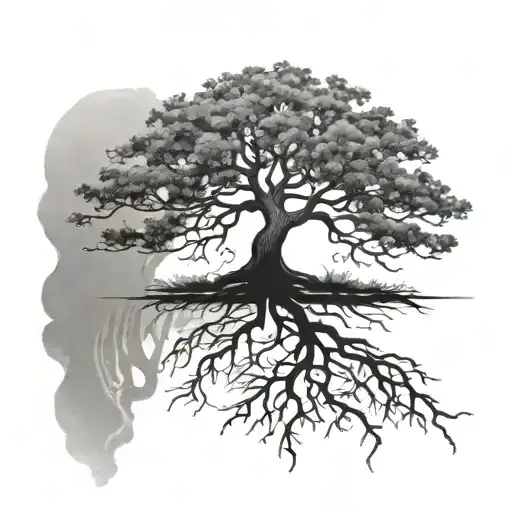 Boab Tree With Roots Turning To Dna Reaching Deep