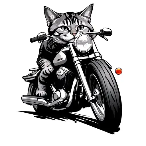 Cat Driving A Motorcycle