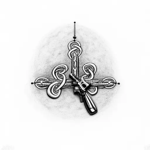 A Pistol Intertwined With A Rosary