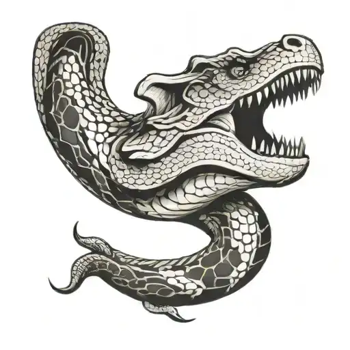 Dinosaur Snake Head With Snake Body