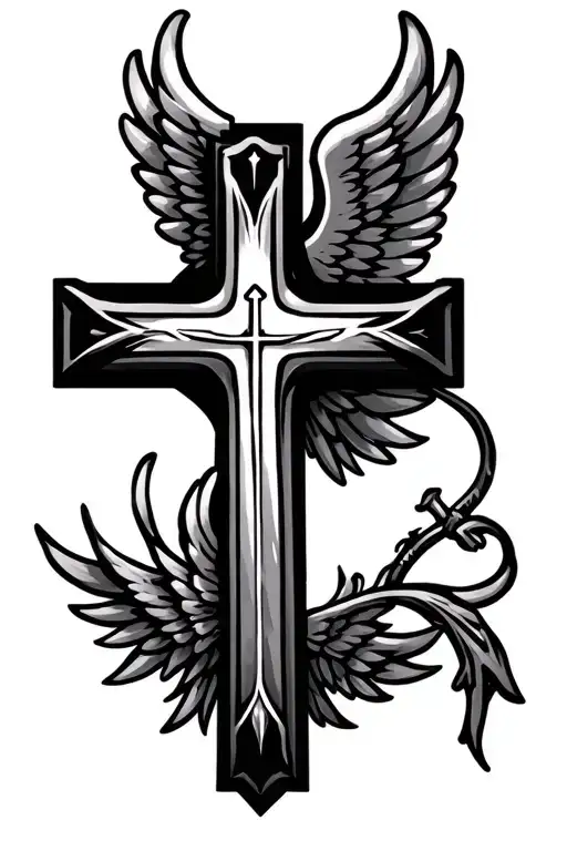 Vibrant Catholic Cross And Wings