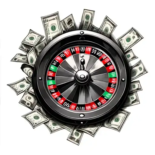 Roulette Wheel Surrounded By Money