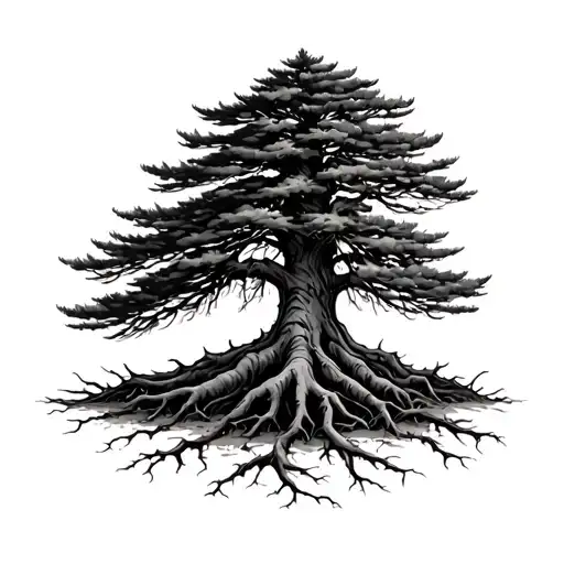 Pine Tree With Deep Roots Under Ground Line
