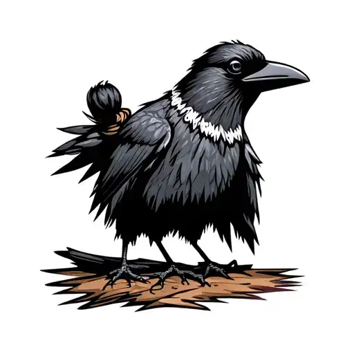 Old Cartoon Crow With A Navajo Bun Hair