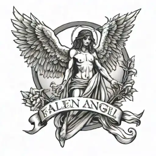 Fallen Angel With Latin Phrase Ave Christus Rex