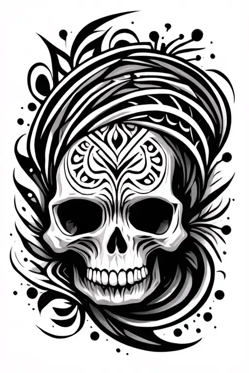 African Tribal Patterns With A Skull