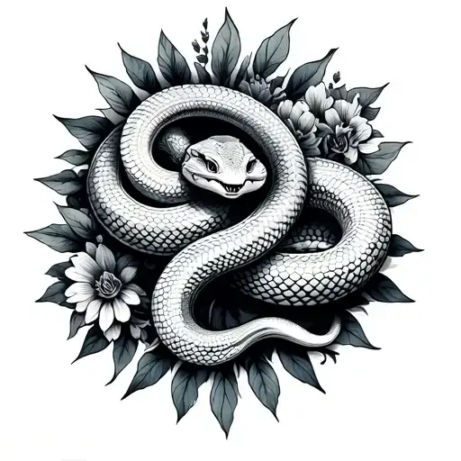 Two Headed Snake One Snake Beheaded In The Sun With Flora