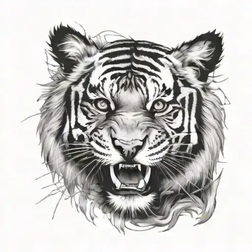 Tiger Eyes Staring With Teeth