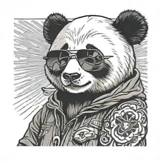 Female Rock Star Panda Bear Wearing Sunglasses
