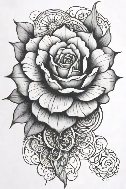 Full Sleeve Tattoo With Rose And Writing And Mandala