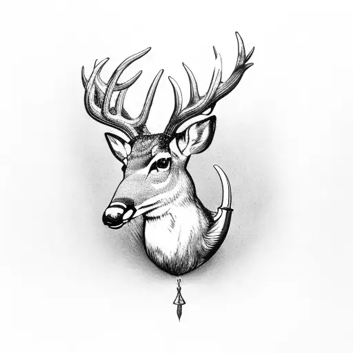 Deer Antlers On Top With A Bullet In The Middle And Fish Hooks On The Bottom