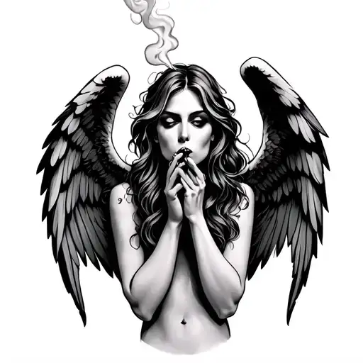 Fallen Angel Smoking A Cigarette