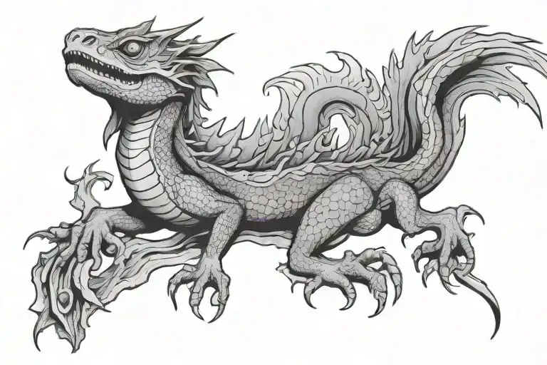Single Headed Basilisk Tattoo Black And White Aura For Decal