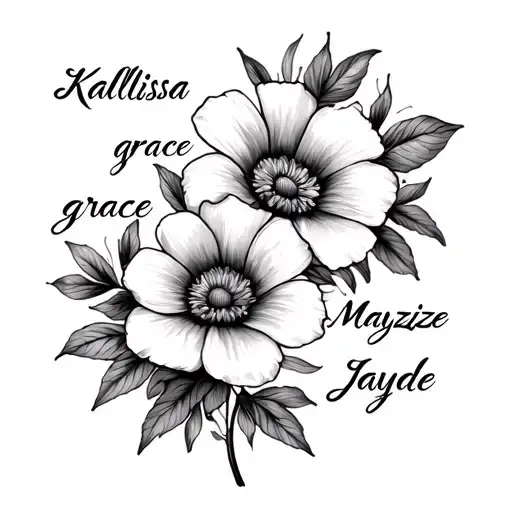 April And March Birth Flower Tattoo With Name Kallissa - Grace And Mayzie - Jayde