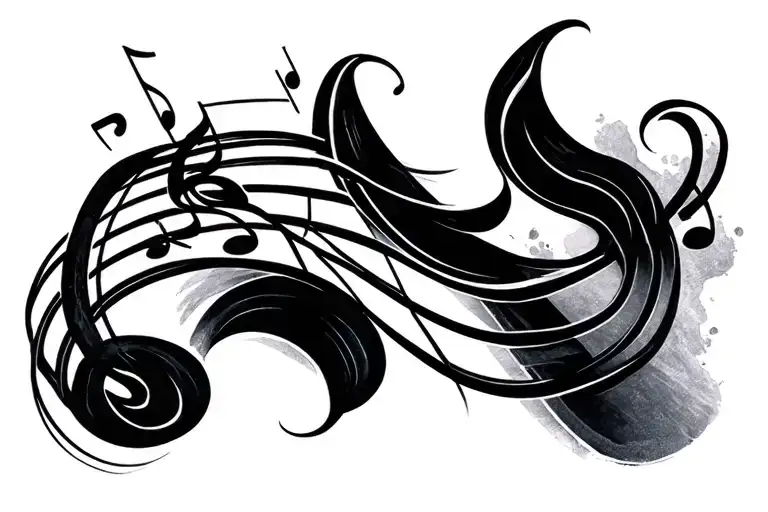 Treble Single Line Sheet Music Thicker To Thinner Curved