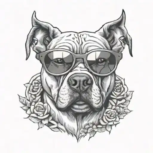 Pitbull Dog Wearing Sunglasses