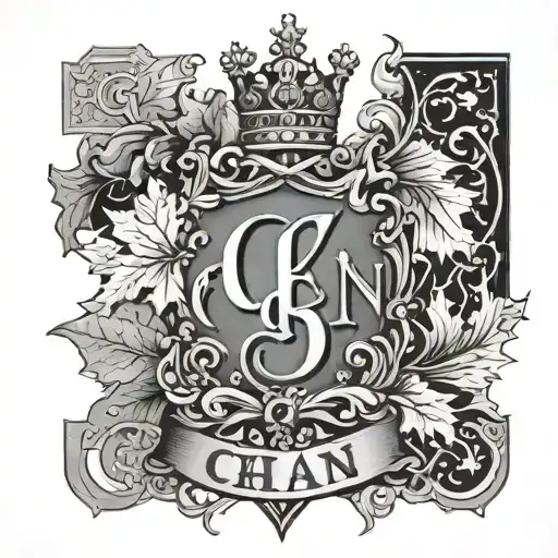 Chan Surname In English Font With Crown & Diamond & Dollars & Maple Leaf