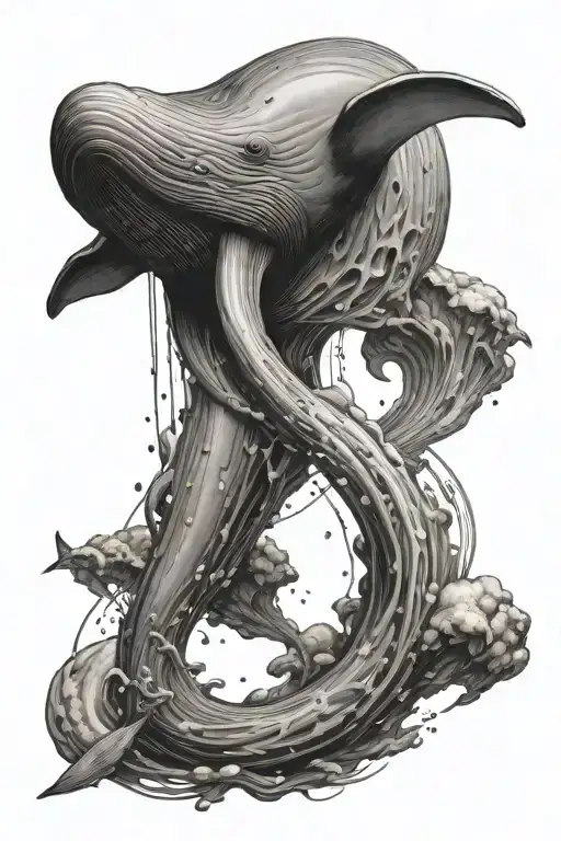 Sperm Whale Falling Nose First Several Miles Above The Surface Of An Alien Planet