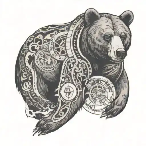 Bear With Nautical Symbols Around Him