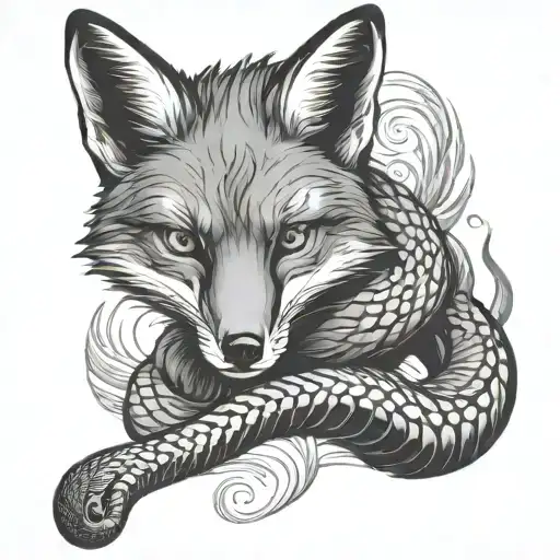 Fox With A Snake