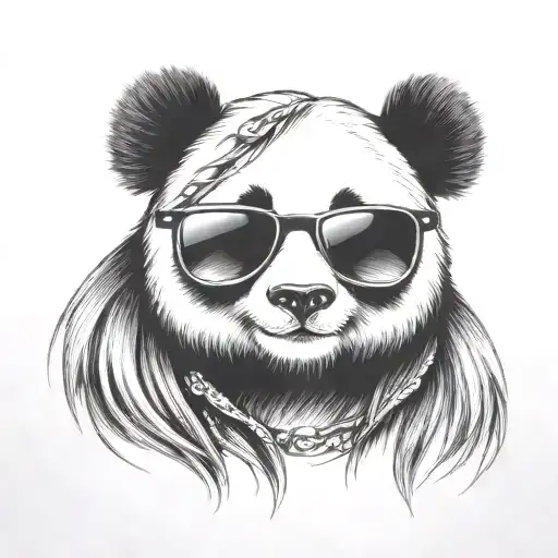 Female Rock Star Panda Long Hair Wearing Sunglasses