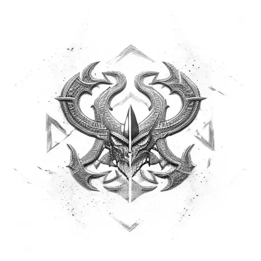 Abstract Representation Of A Fierce Combat Scene With Trishul Motifs