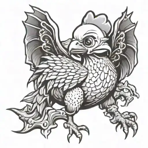 Cute Chicken Riding A Dragon