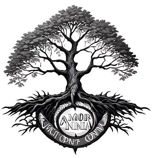 Tree Of Life With The Phrase Amor Vincit Omnia